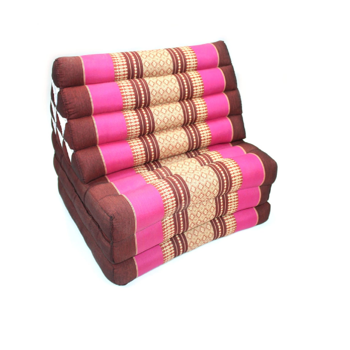 Large Thai Triangle Pillow – 3 Fold Floor Cushion | Handmade Thai Lounge Mat & Backrest | 100% Kapok Filled