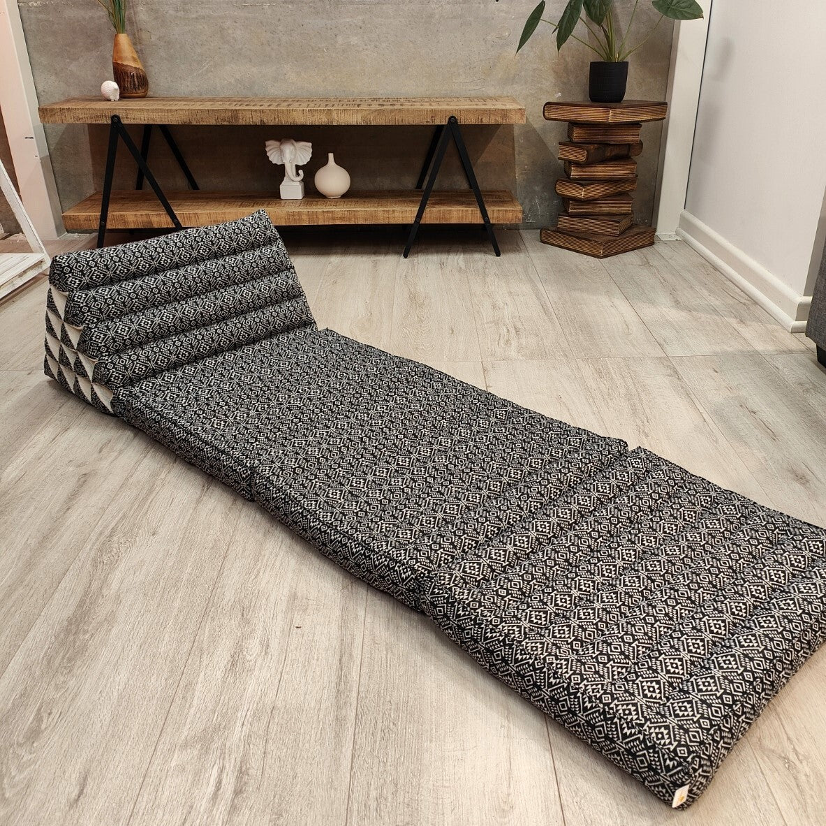 Jumbo Thai Triangle Pillow 3‑Fold – Handmade Kapok Daybed Cushion | Fold-Out Floor Mattress