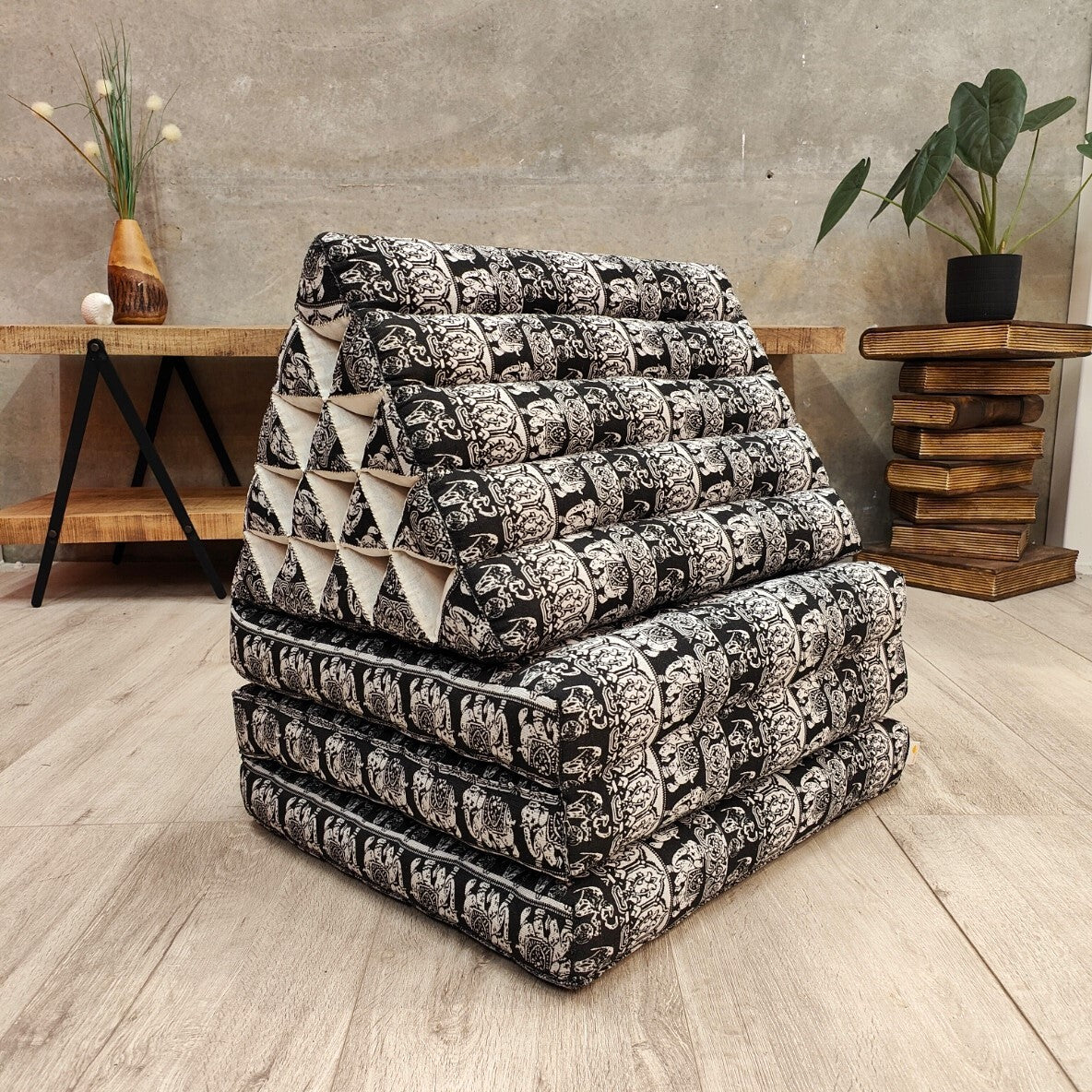 Jumbo Thai Triangle Pillow 3‑Fold – Handmade Kapok Daybed Cushion | Fold-Out Floor Mattress