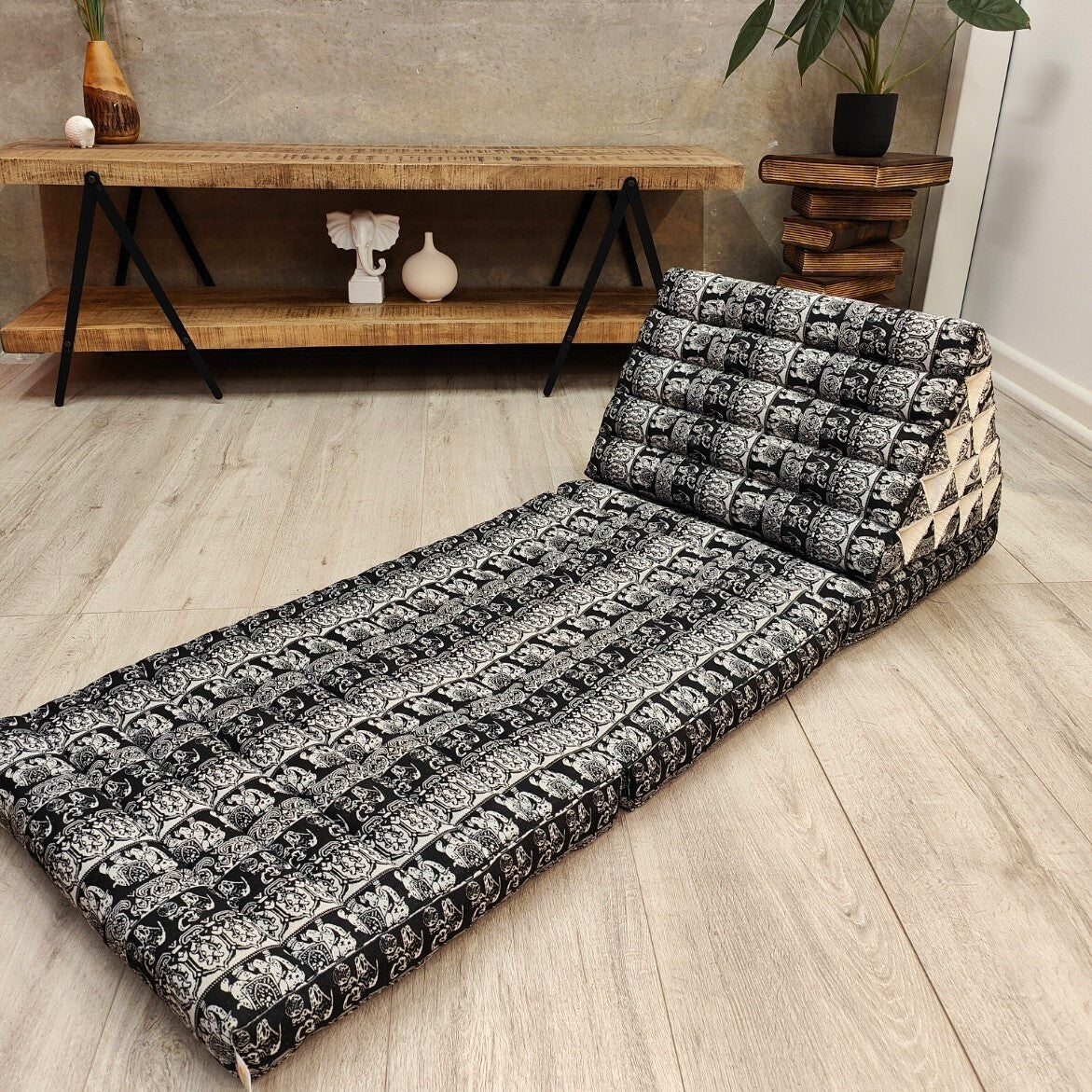 Jumbo Thai Triangle Pillow 3‑Fold – Handmade Kapok Daybed Cushion | Fold-Out Floor Mattress