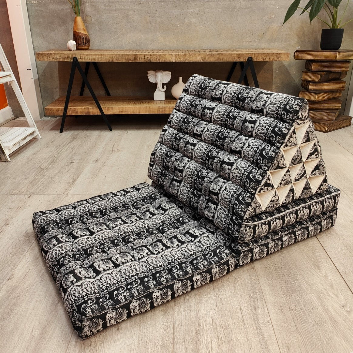 Jumbo Thai Triangle Pillow 3‑Fold – Handmade Kapok Daybed Cushion | Fold-Out Floor Mattress
