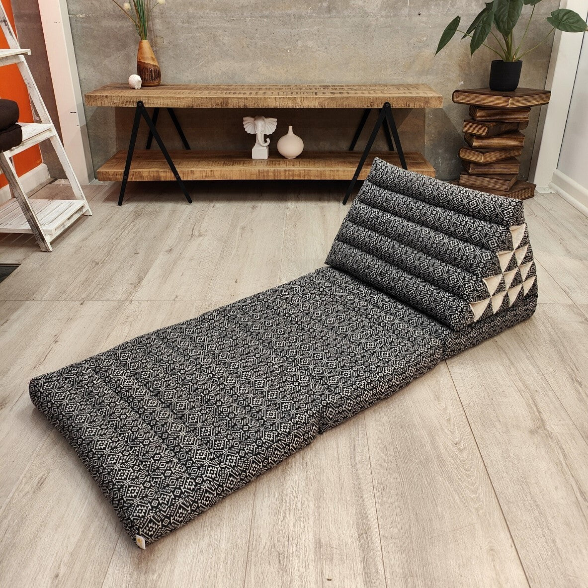 Jumbo Thai Triangle Pillow 3‑Fold – Handmade Kapok Daybed Cushion | Fold-Out Floor Mattress