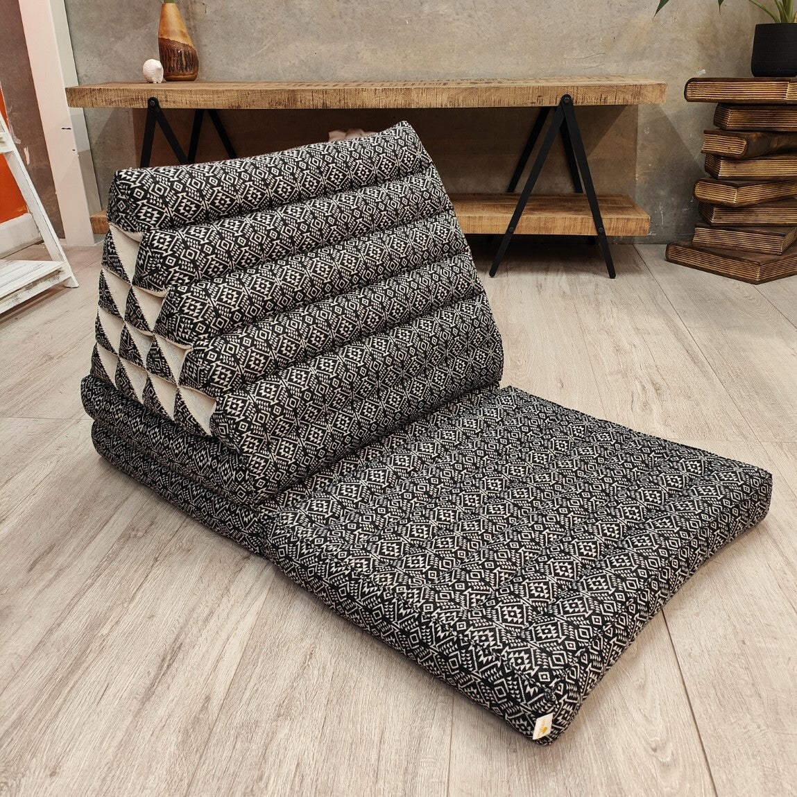 Jumbo Thai Triangle Pillow 3‑Fold – Handmade Kapok Daybed Cushion | Fold-Out Floor Mattress