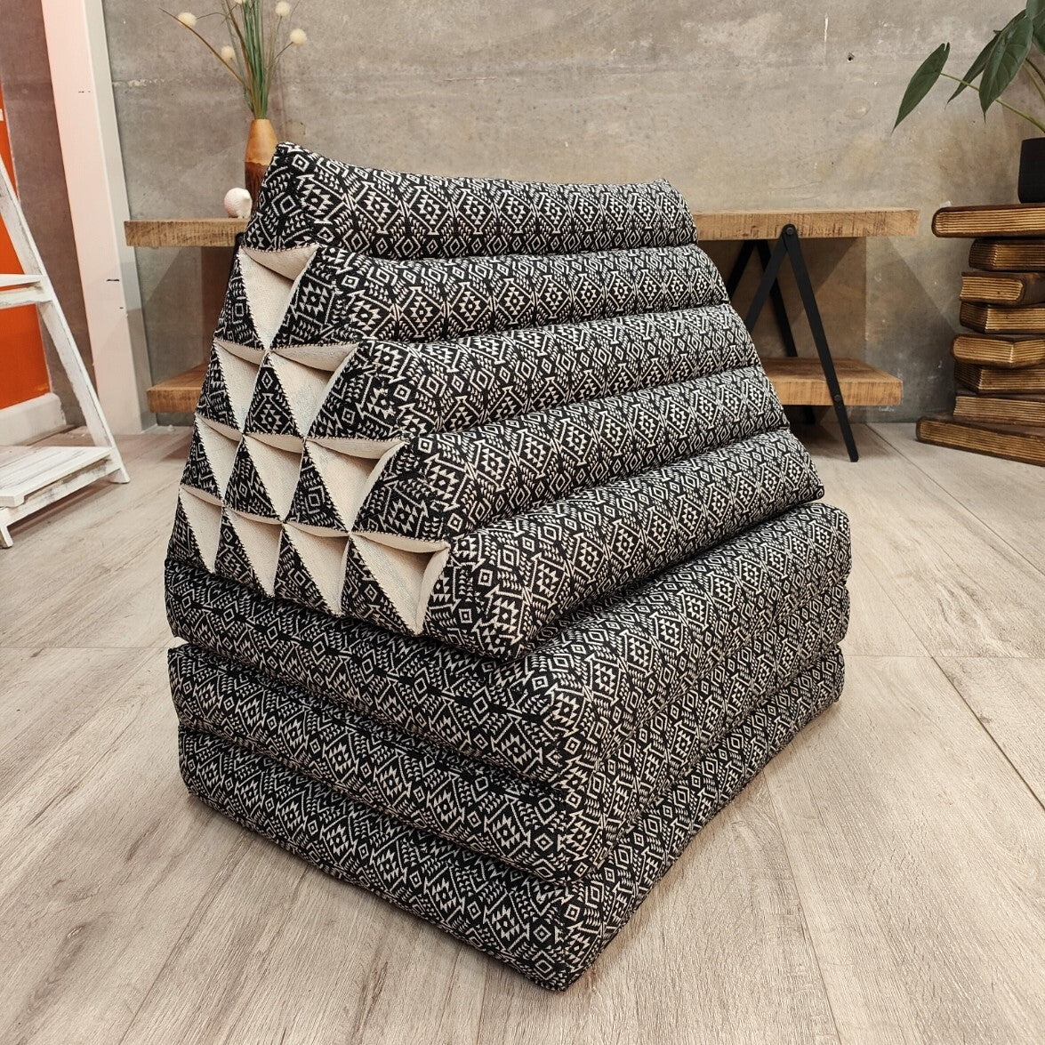 Jumbo Thai Triangle Pillow 3‑Fold – Handmade Kapok Daybed Cushion | Fold-Out Floor Mattress