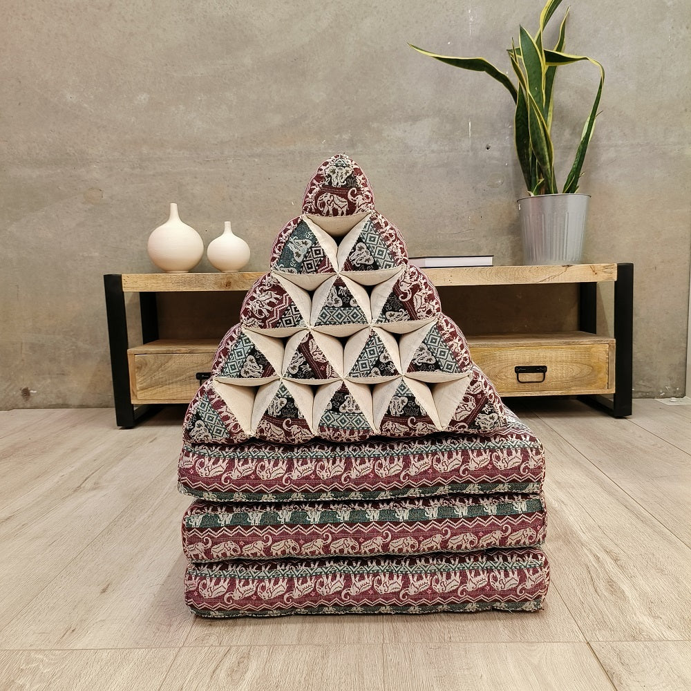 Jumbo Thai Triangle Pillow 3‑Fold – Handmade Kapok Daybed Cushion | Fold-Out Floor Mattress