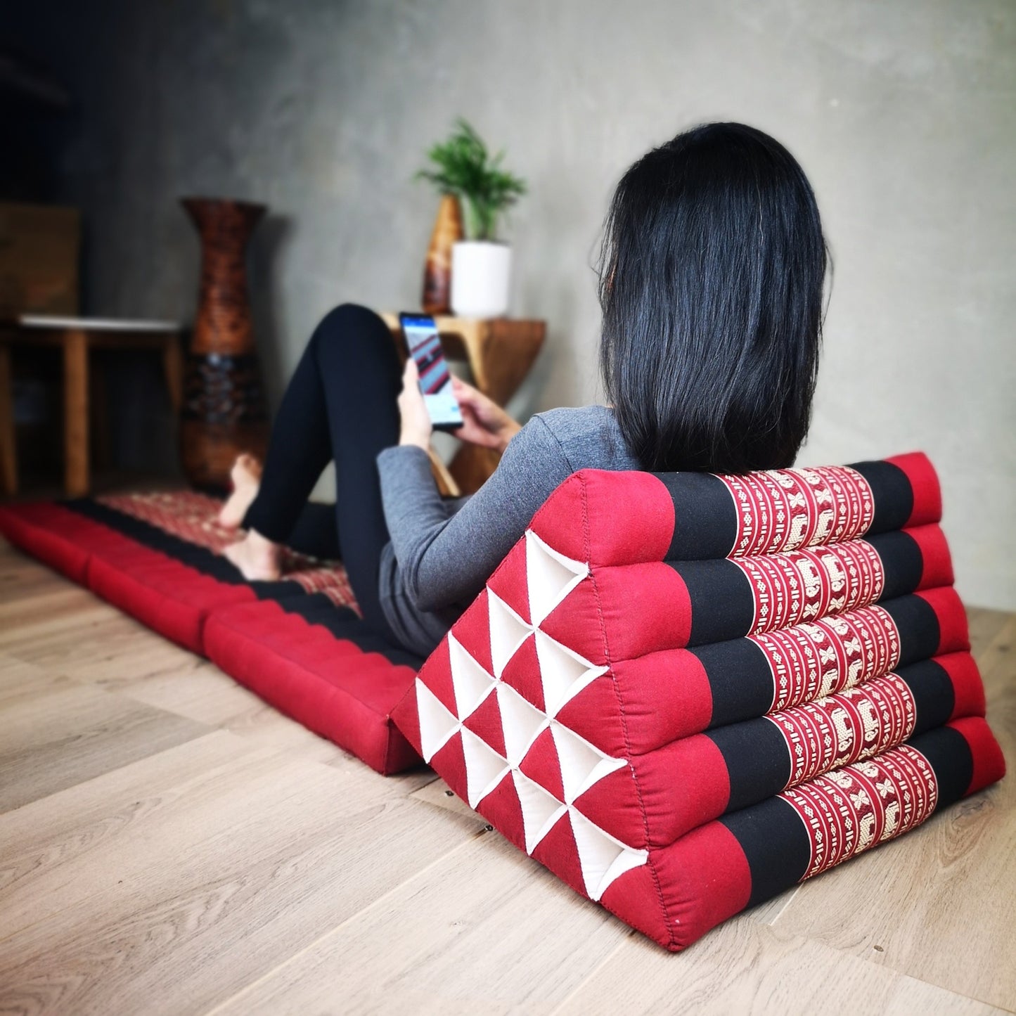 Jumbo Thai Triangle Pillow 3‑Fold – Handmade Kapok Daybed Cushion | Fold-Out Floor Mattress