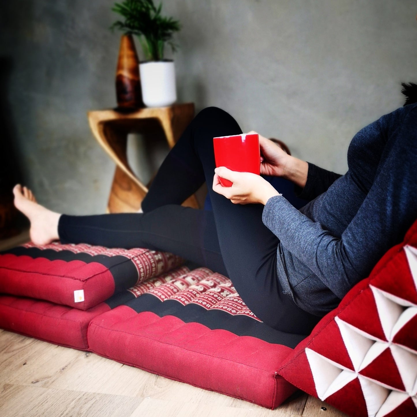 Jumbo Thai Triangle Pillow 3‑Fold – Handmade Kapok Daybed Cushion | Fold-Out Floor Mattress