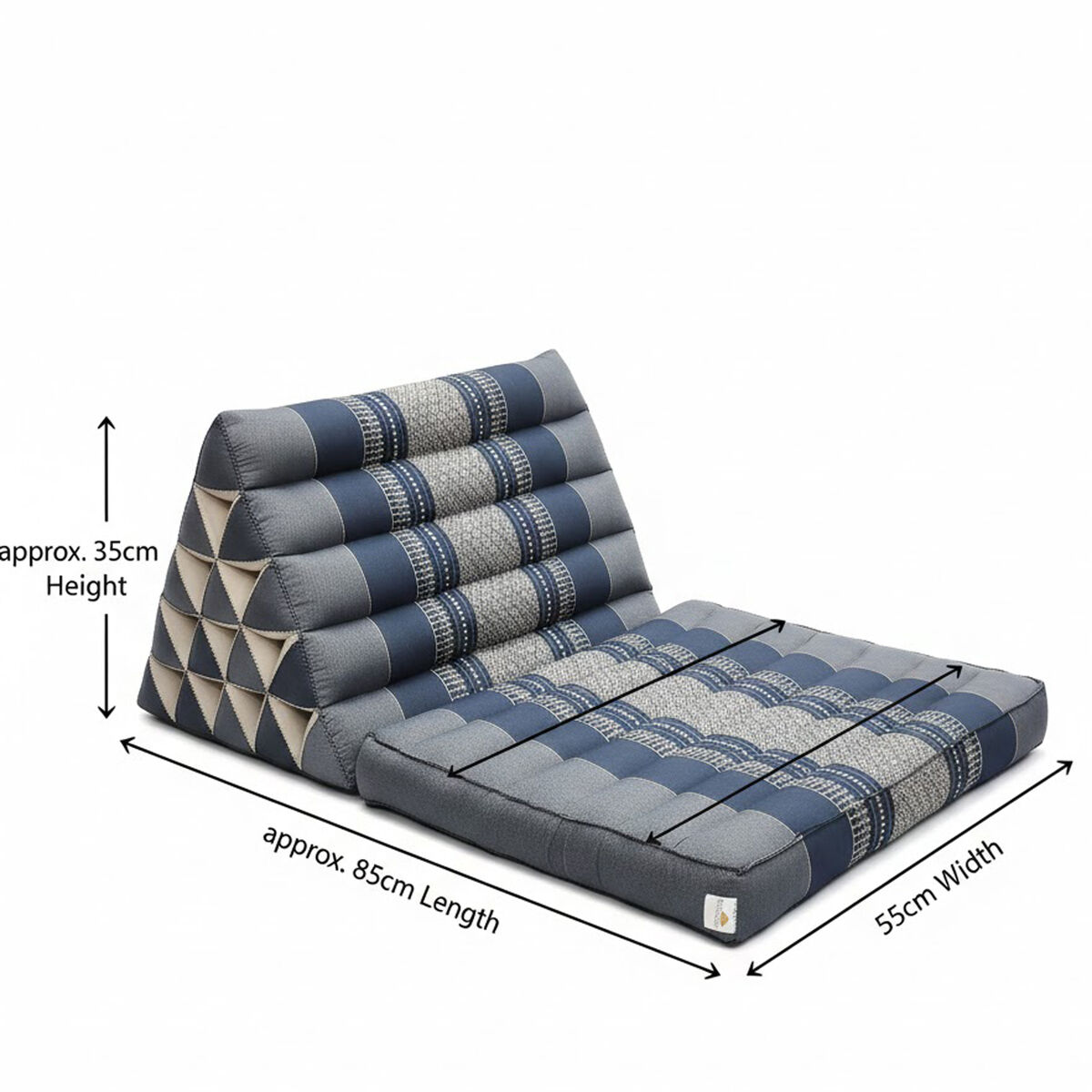 Jumbo 1-Fold Thai Triangle Pillow Mat – Handmade Kapok Floor Cushion and Portable Day Bed