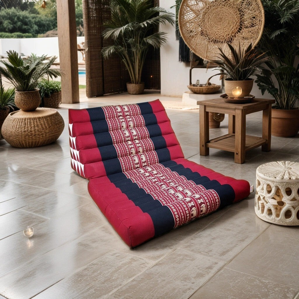 Jumbo 1-Fold Thai Triangle Pillow Mat – Handmade Kapok Floor Cushion and Portable Day Bed