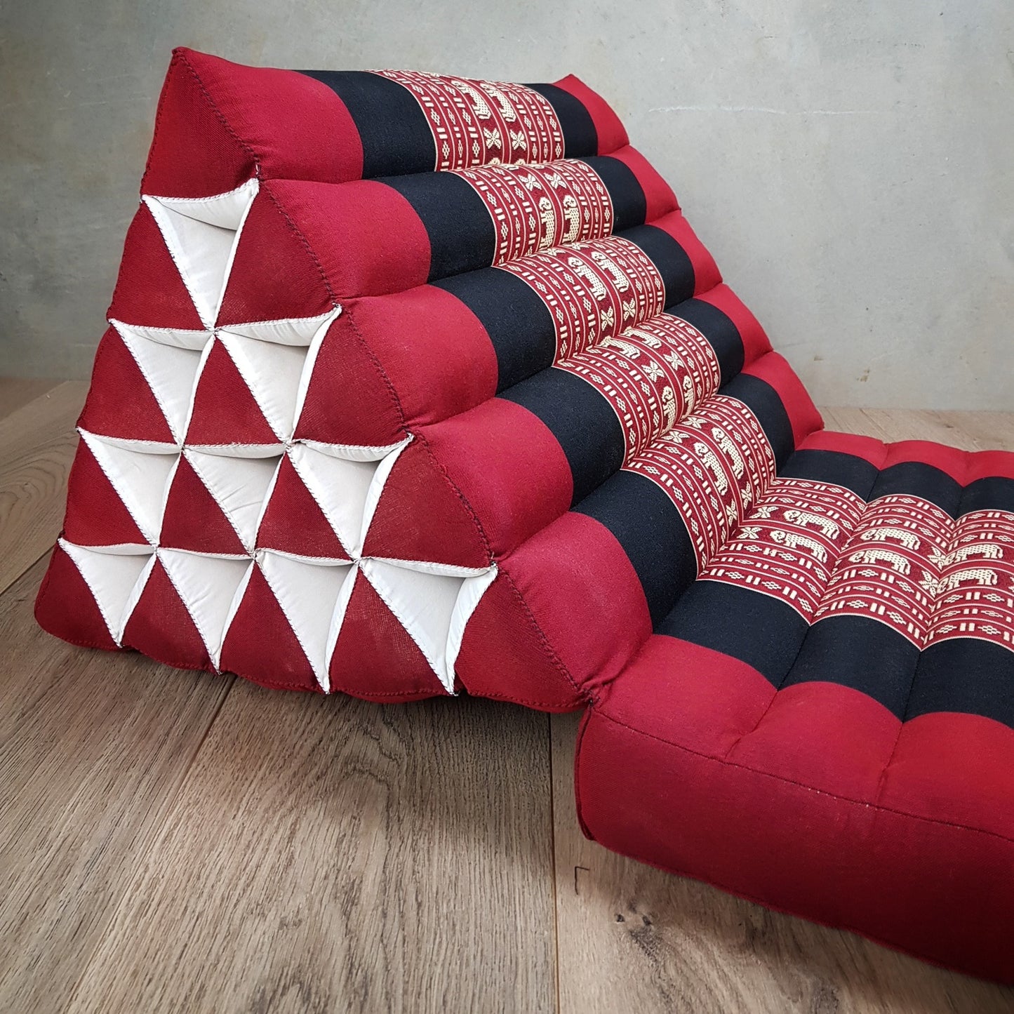 Jumbo 1-Fold Thai Triangle Pillow Mat – Handmade Kapok Floor Cushion and Portable Day Bed