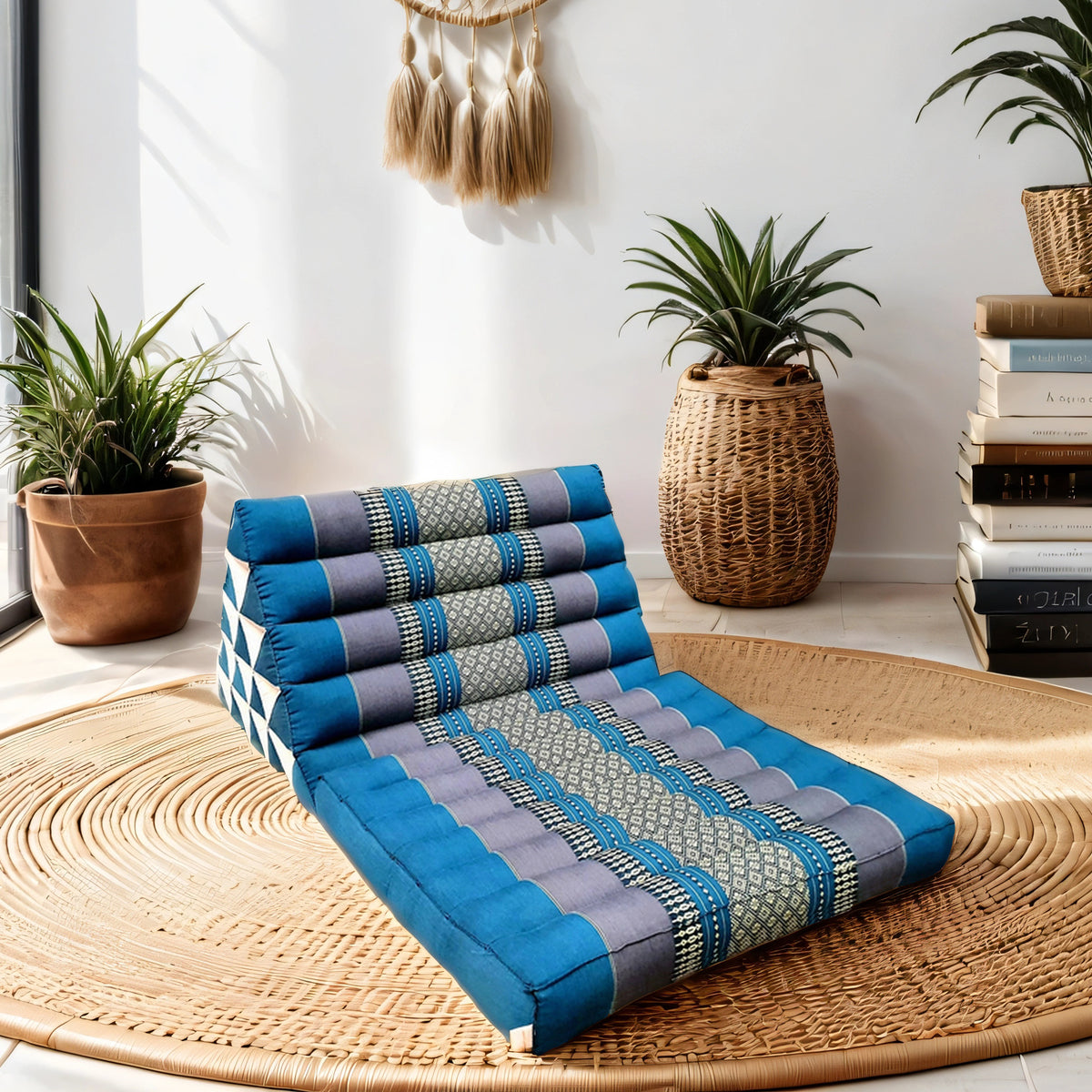 Jumbo 1-Fold Thai Triangle Pillow Mat – Handmade Kapok Floor Cushion and Portable Day Bed