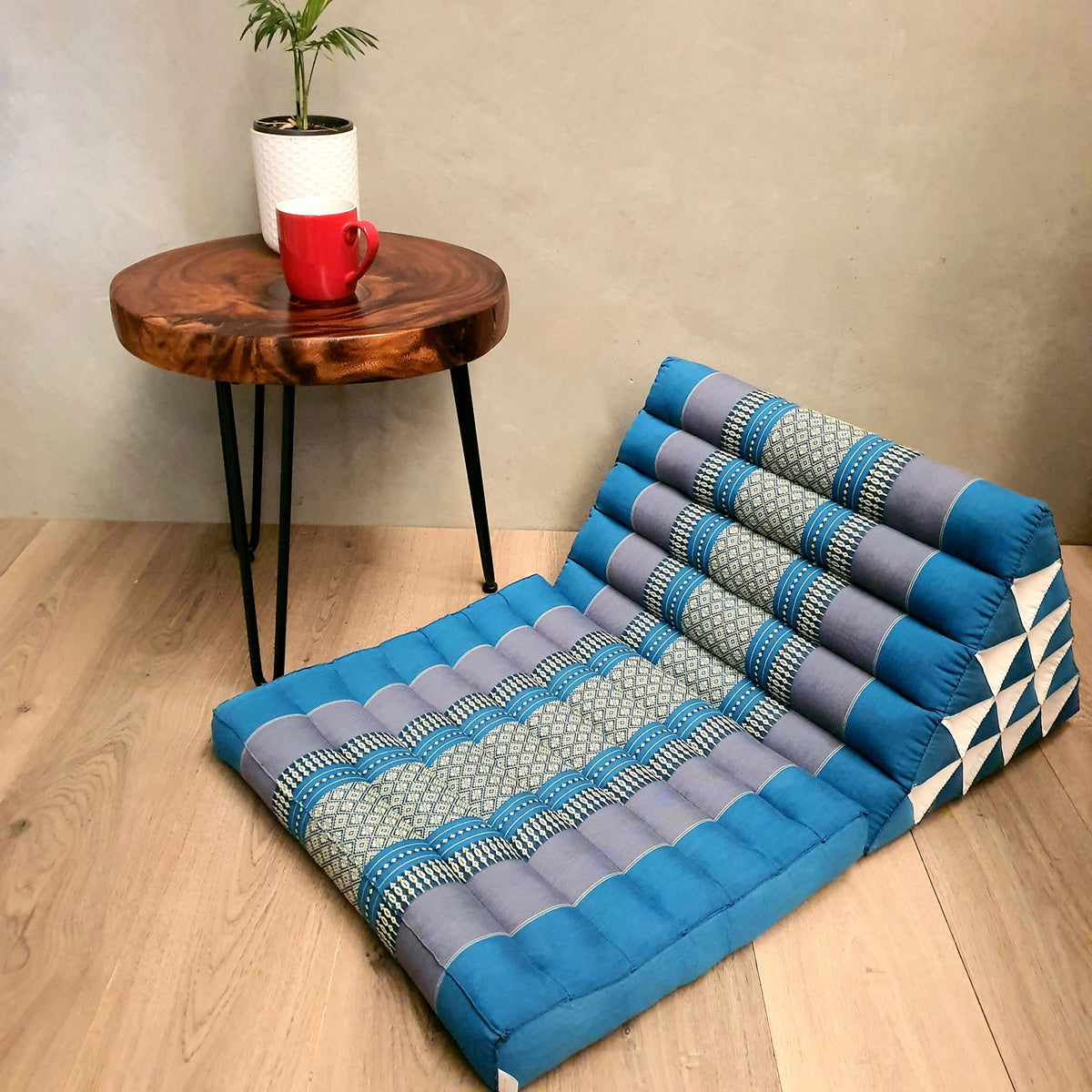 Jumbo 1-Fold Thai Triangle Pillow Mat – Handmade Kapok Floor Cushion and Portable Day Bed
