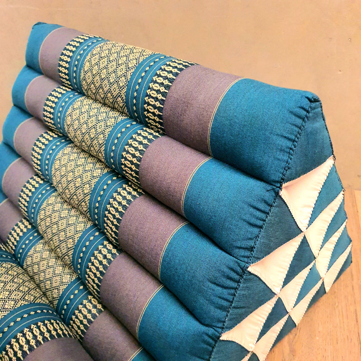 Jumbo 1-Fold Thai Triangle Pillow Mat – Handmade Kapok Floor Cushion and Portable Day Bed