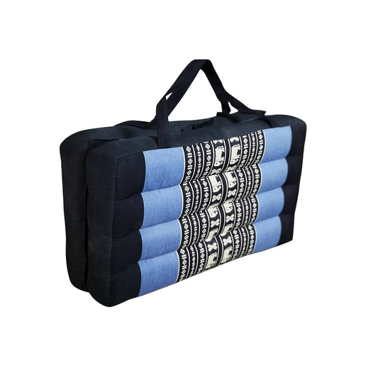 Handmade 2-Fold Meditation Cushion – Thai Kapok Yoga Mat with Portable Handle
