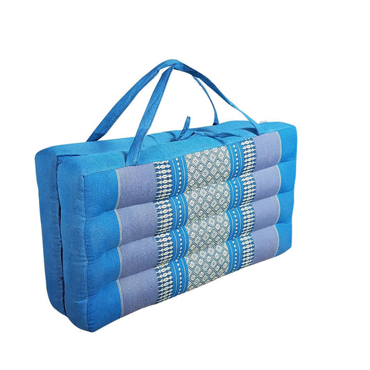 Handmade 2-Fold Meditation Cushion – Thai Kapok Yoga Mat with Portable Handle