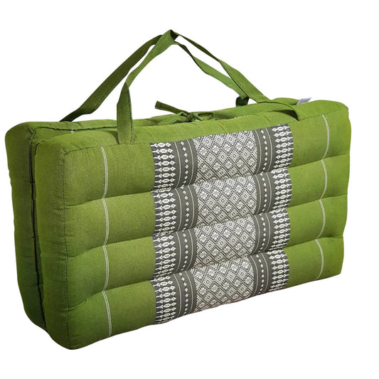 Handmade 2-Fold Meditation Cushion – Thai Kapok Yoga Mat with Portable Handle