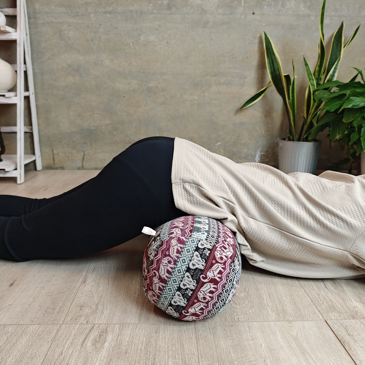 Handmade Round Yoga Bolster Block – Organic Kapok Filled Meditation Cushion for Back Support and Shavasana