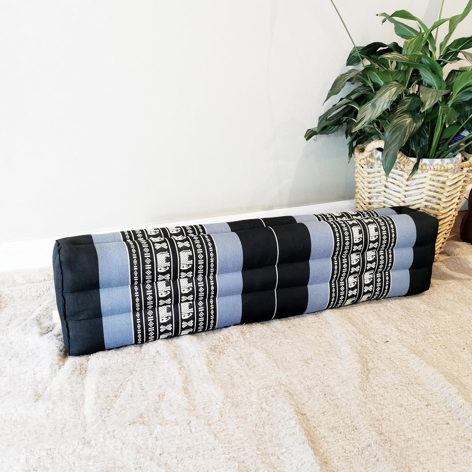 Handmade 80cm Long Yoga Bolster – Organic Kapok Filled Thai Meditation Cushion and Decorative Pillow