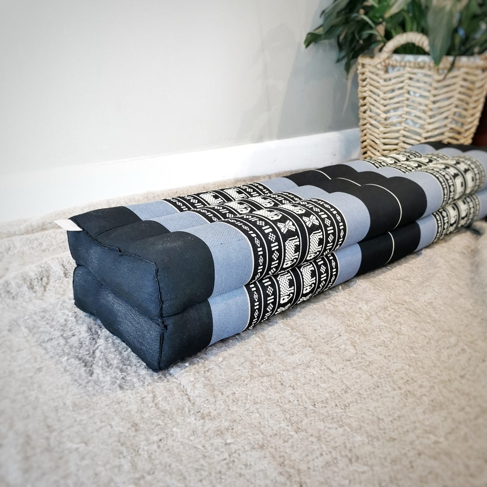 Handmade 80cm Long Yoga Bolster – Organic Kapok Filled Thai Meditation Cushion and Decorative Pillow