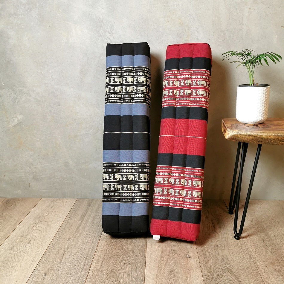 Handmade 80cm Long Yoga Bolster – Organic Kapok Filled Thai Meditation Cushion and Decorative Pillow