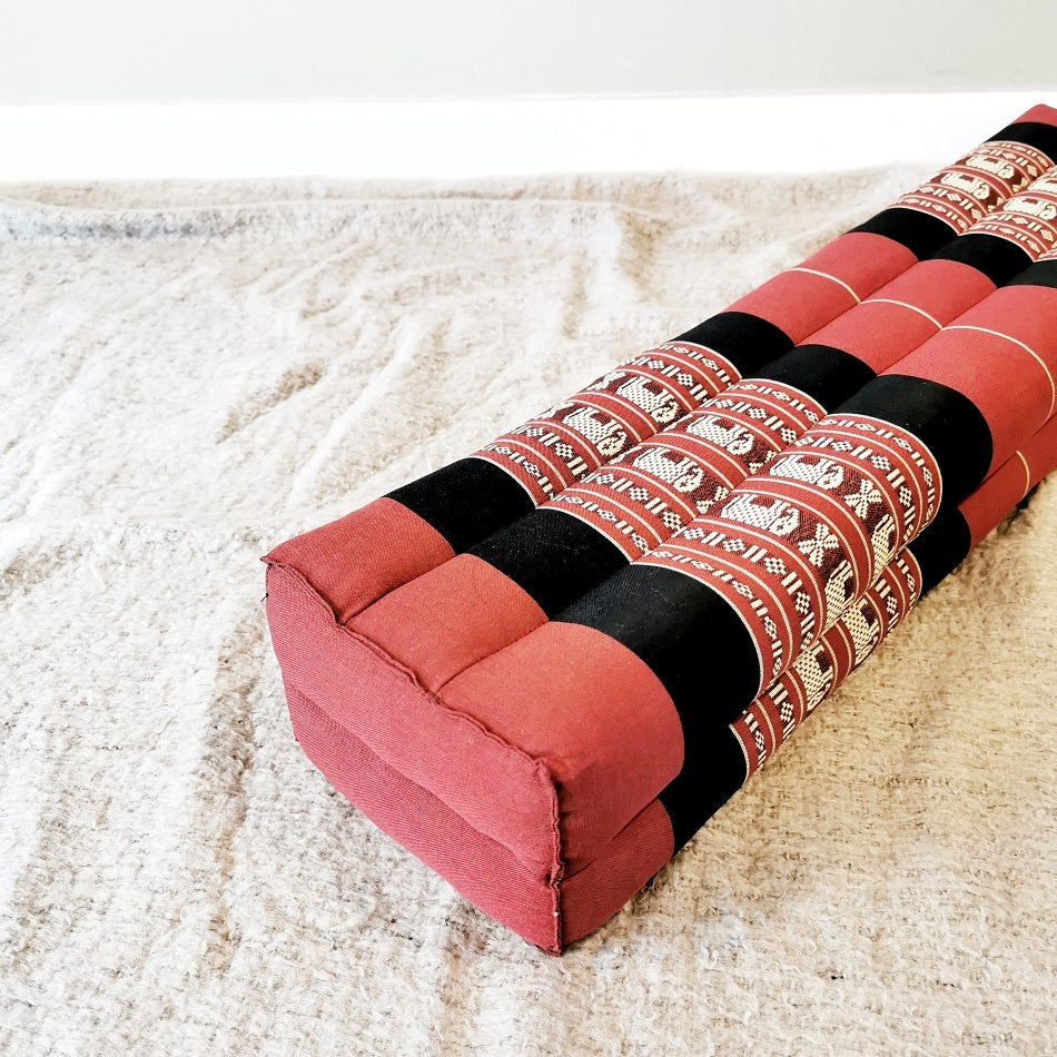 Handmade 80cm Long Yoga Bolster – Organic Kapok Filled Thai Meditation Cushion and Decorative Pillow