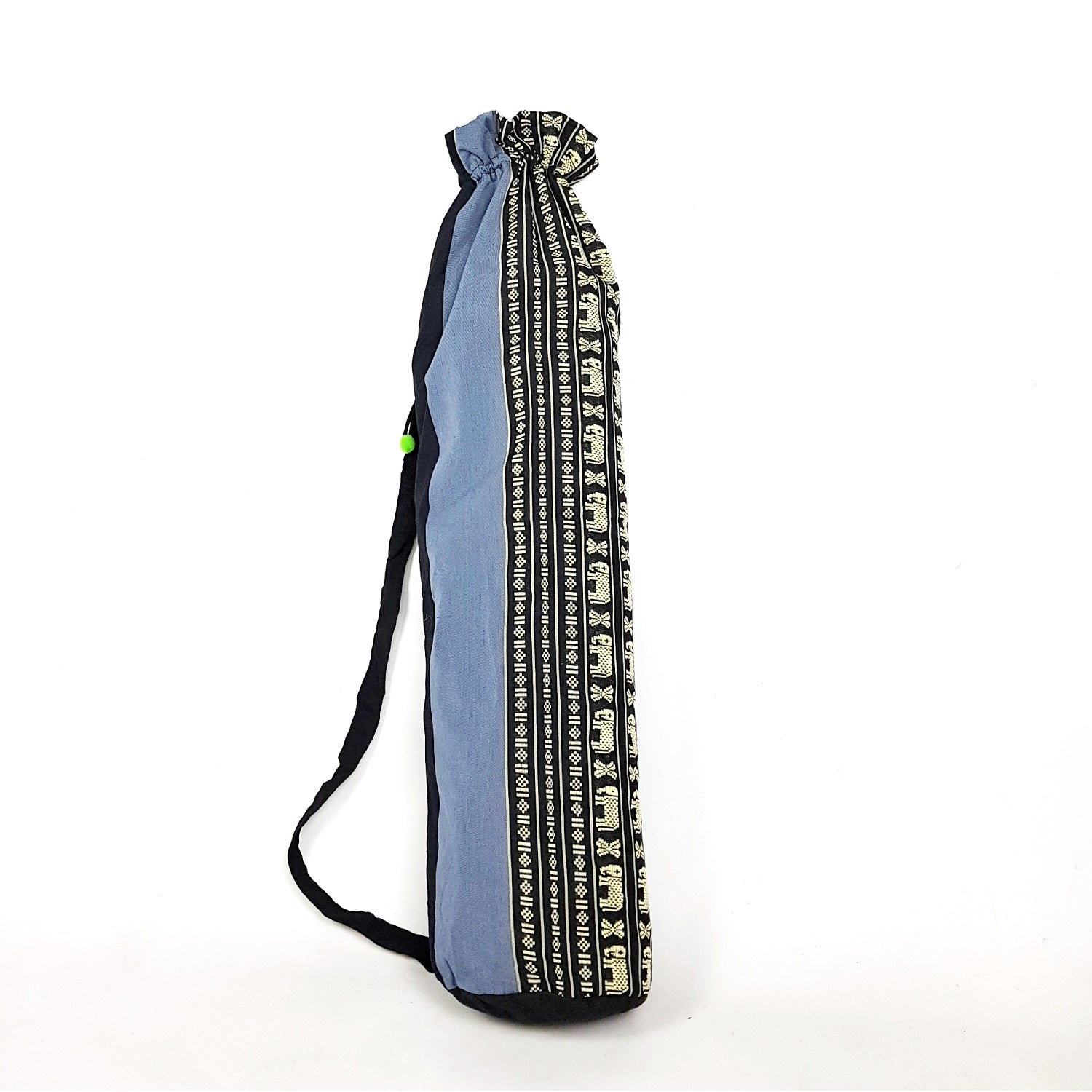 Handmade Boho Yoga Mat Carry Bag with Drawstring Closure – Thai Cotton Tote for Yoga and Meditation