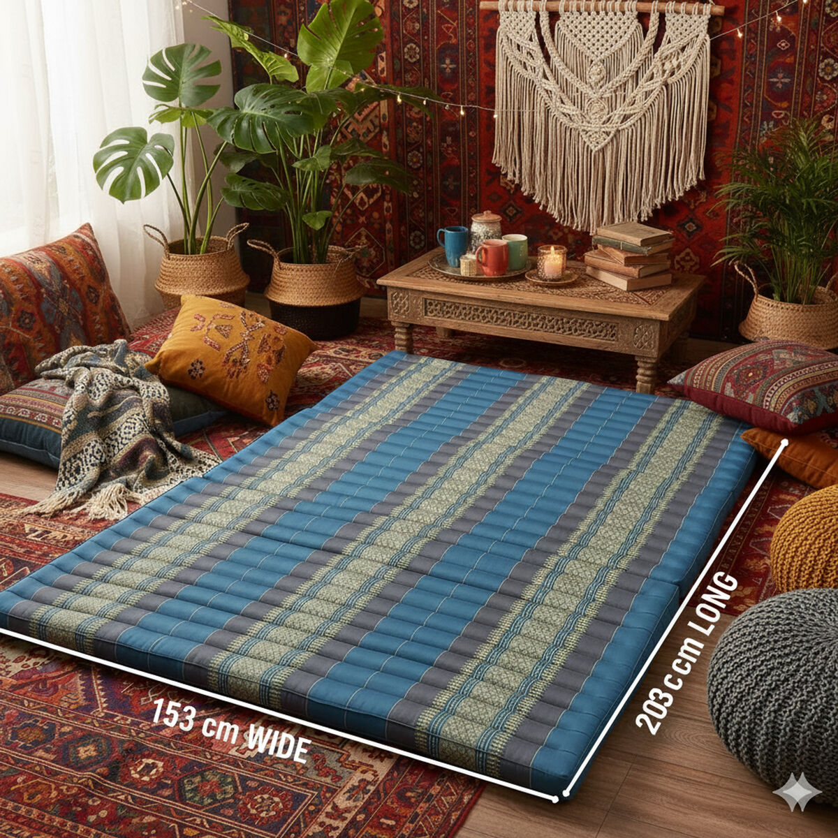 Queen Size Foldable Mattress - 100% Natural Kapok Fibre Handmade Thai Cotton