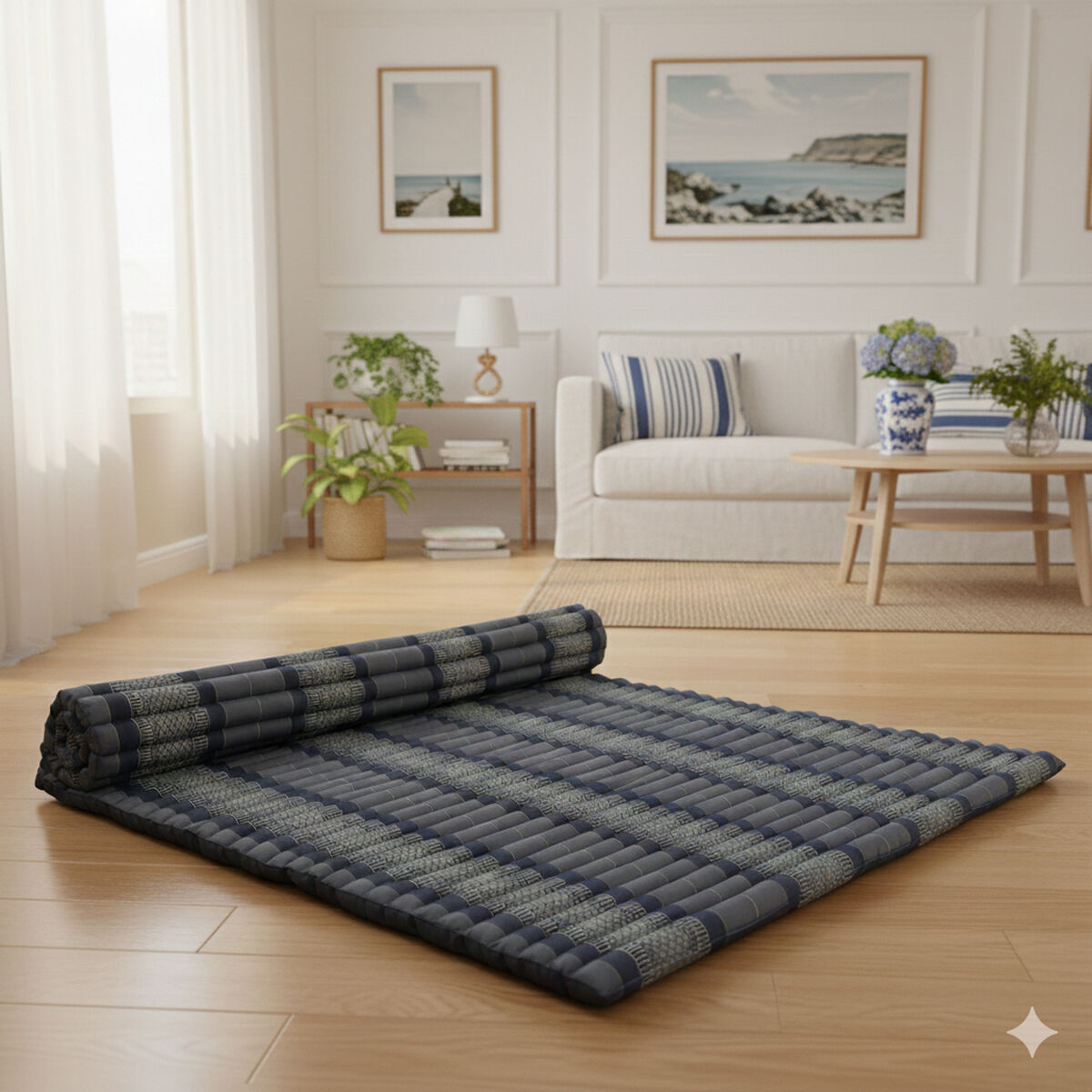 Queen Size Thai Kapok Roll Up Mattress – 200x152cm | Handmade Foldable Daybed Mat