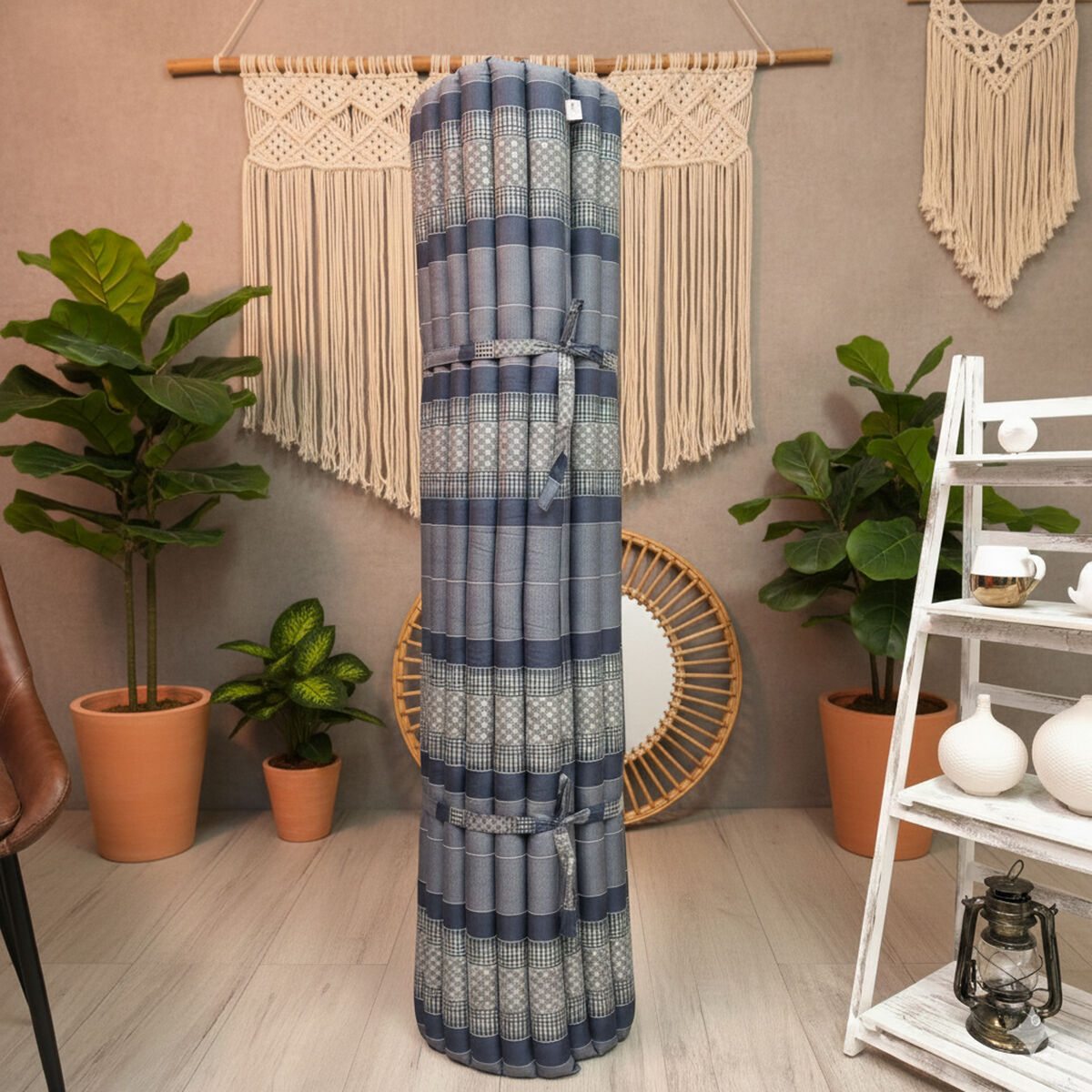 Queen Size Thai Kapok Roll Up Mattress – 200x152cm | Handmade Foldable Daybed Mat
