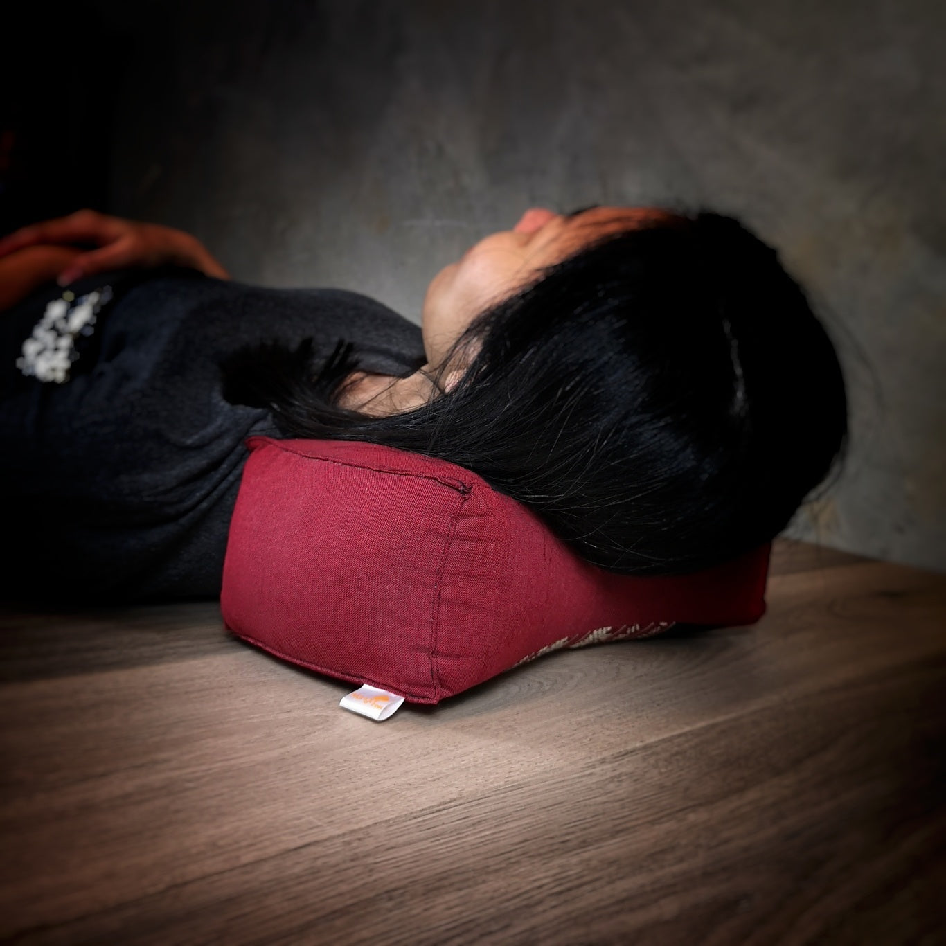 Handmade Bone Shape Neck Pillow – Thai Meditation Cushion Filled with Organic Kapok