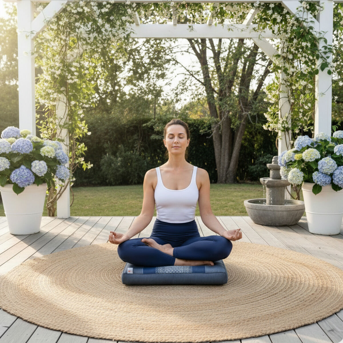 Thai Kapok Meditation Cushion – 50x50cm Square Yoga Seat | Handmade Thai Floor Cushion