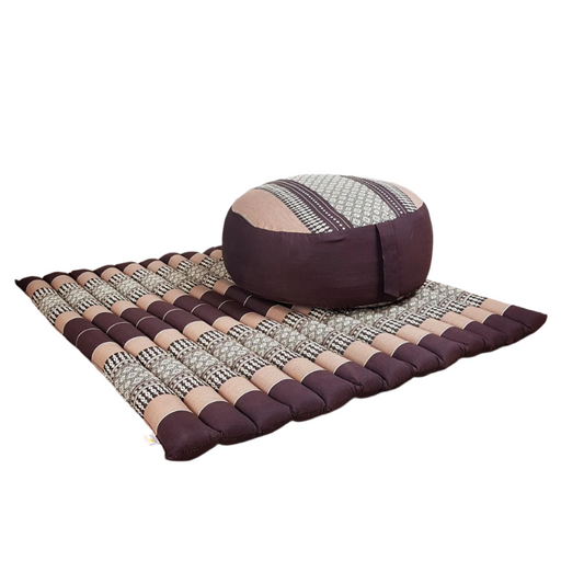 Handmade Zafu & Zabuton Meditation Set – Organic Kapok Round Cushion and Mat for Posture Support