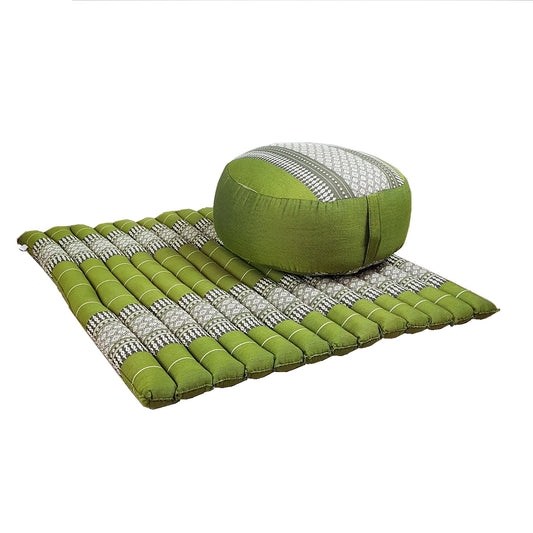 Handmade Zafu & Zabuton Meditation Set – Organic Kapok Round Cushion and Mat for Posture Support