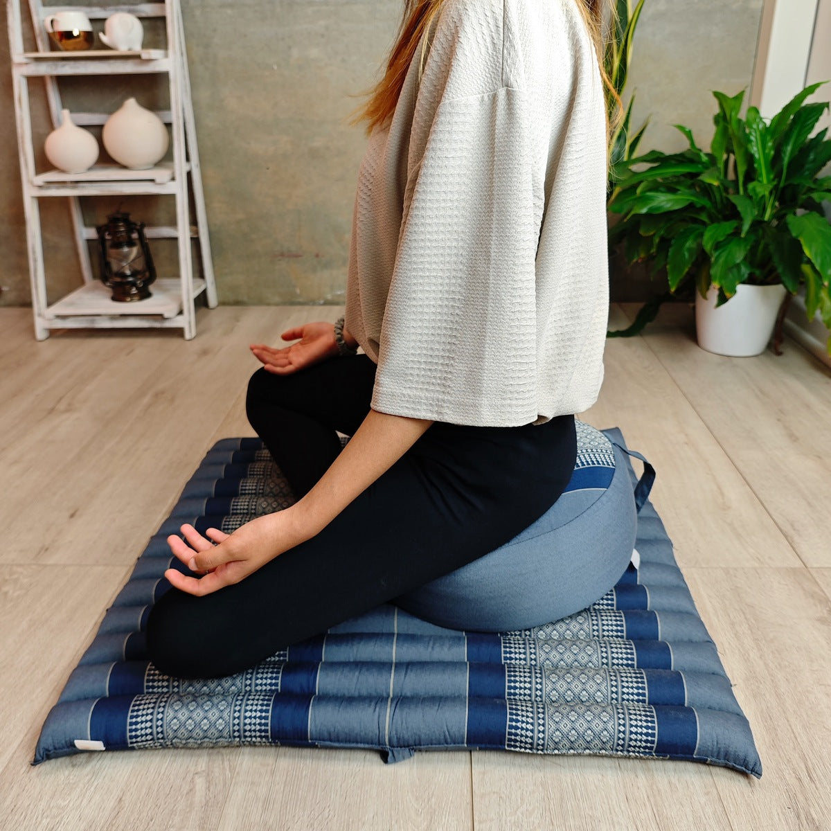 Handmade Zafu & Zabuton Meditation Set – Organic Kapok Round Cushion and Mat for Posture Support