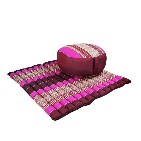 Handmade Zafu & Zabuton Meditation Set – Organic Kapok Round Cushion and Mat for Posture Support
