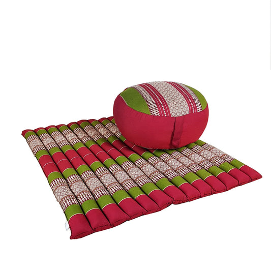 Handmade Zafu & Zabuton Meditation Set – Organic Kapok Round Cushion and Mat for Posture Support