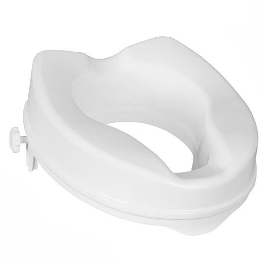 Ergonomic Raised Toilet Seat Raiser with Lid - 100mm Height, Easy Installation & Travel-Friendly