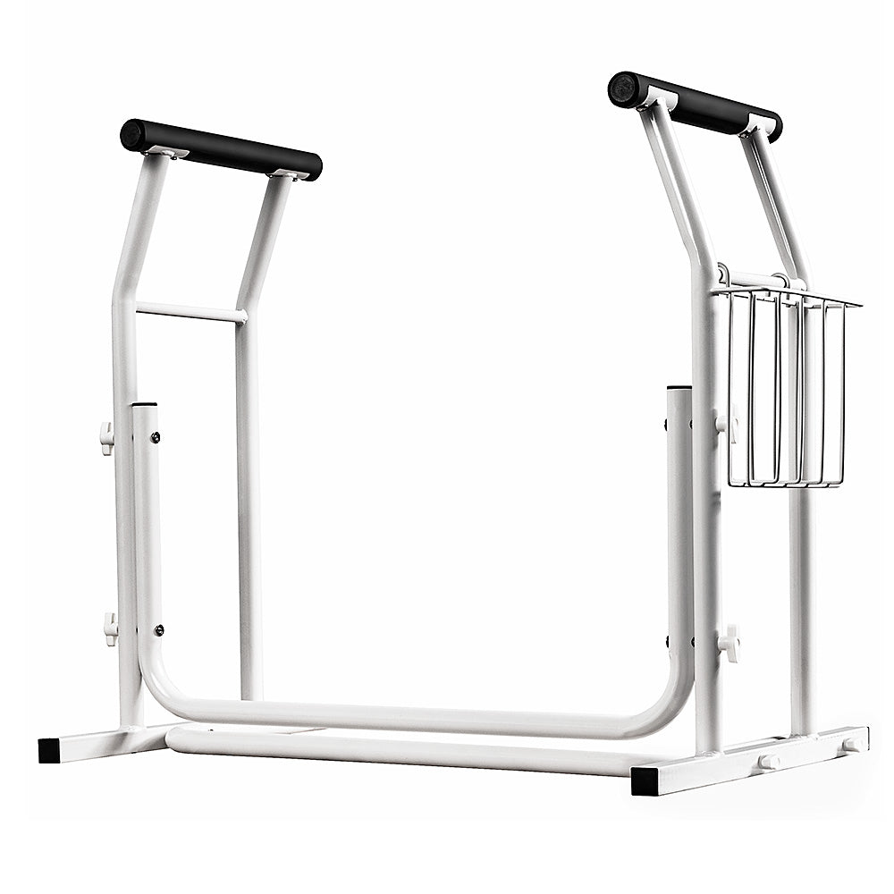 Toilet Surround Support Rails with Basket - Mobility Aid for Elderly & Disabled - Safety Frame with Handrails