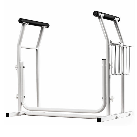 Toilet Surround Support Rails with Basket - Mobility Aid for Elderly & Disabled - Safety Frame with Handrails