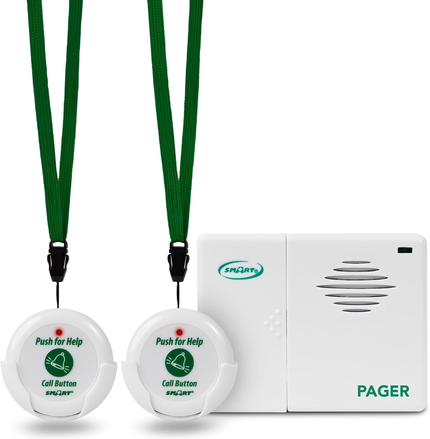 Caregiver pager with wireless call buttons for elderly