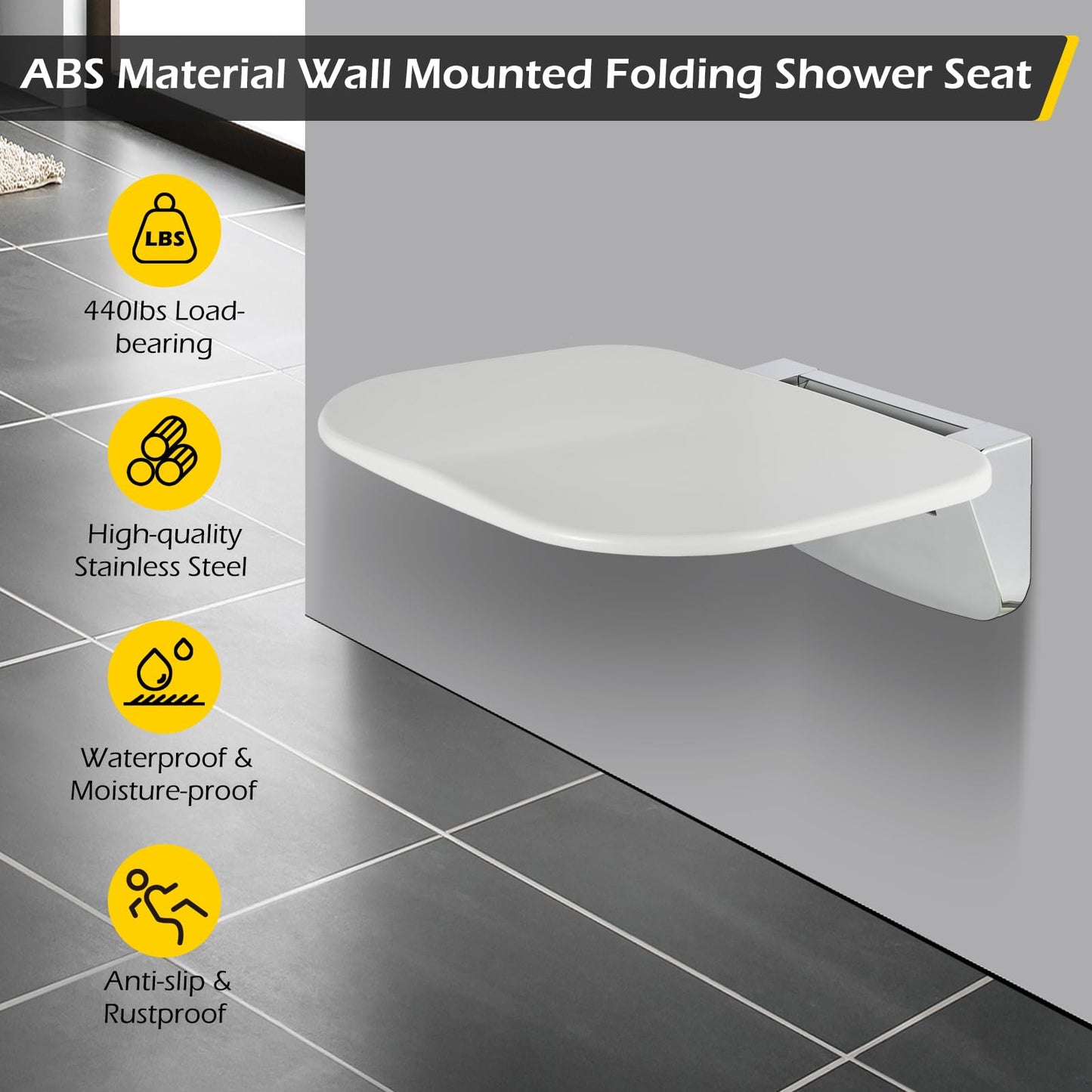 Wall Mounted Folding Shower Seat 200 kg Load-Bearing