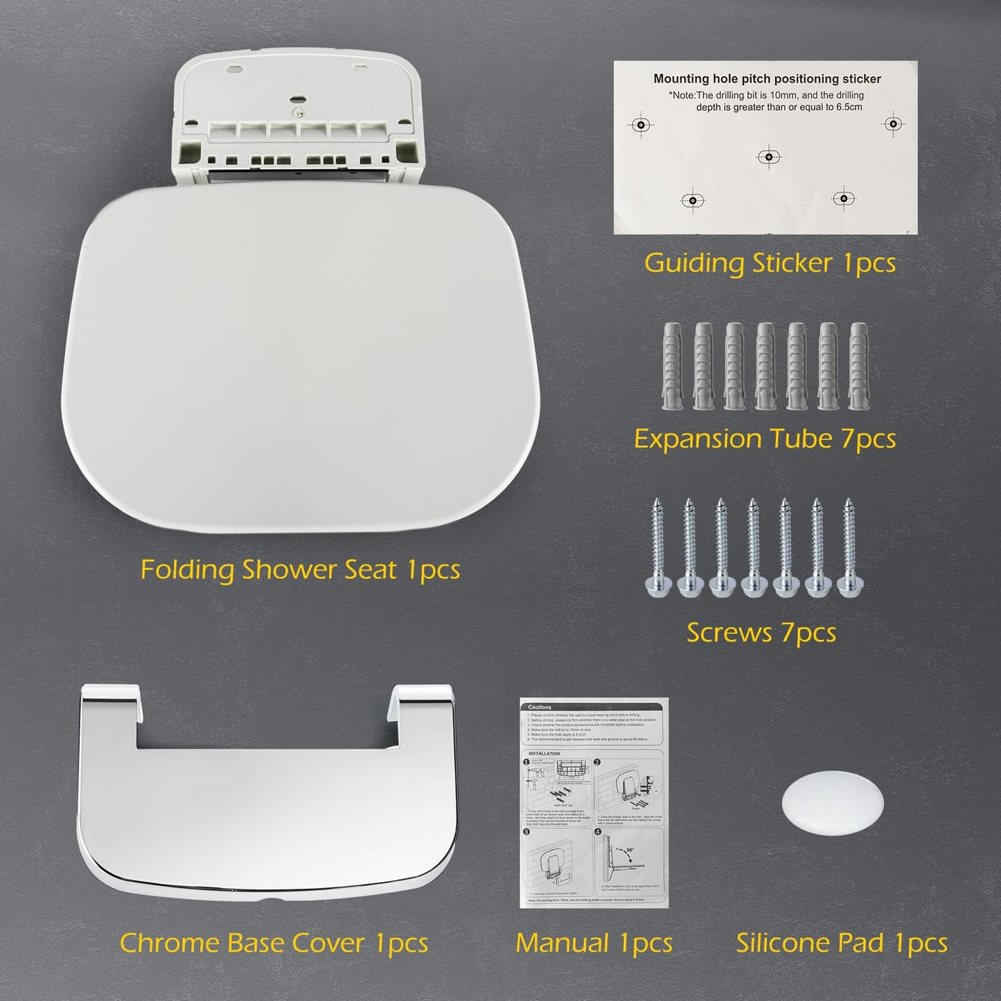 Wall Mounted Folding Shower Seat 200 kg Load-Bearing