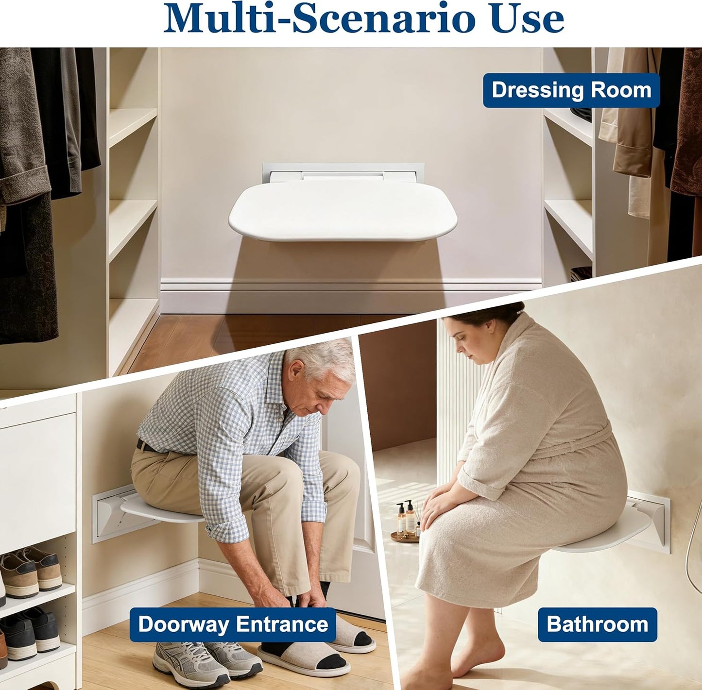 Wall Mounted Folding Shower Seat 200 kg Load-Bearing