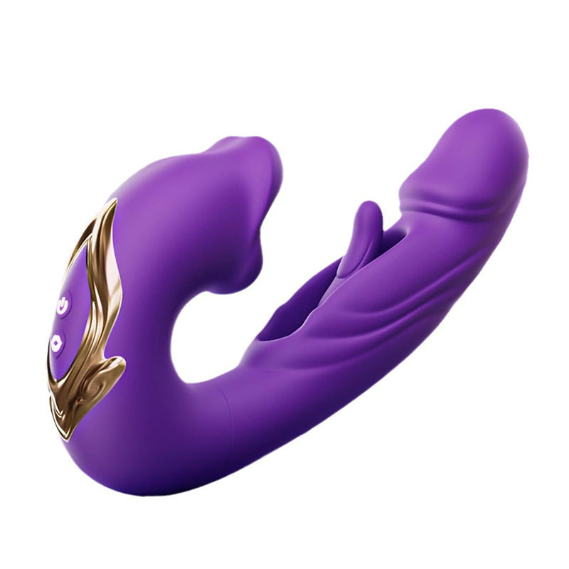 3-in-1 mouth slap tongue vibrator female 7-frequency sucking button G-spot masturbator_Purple