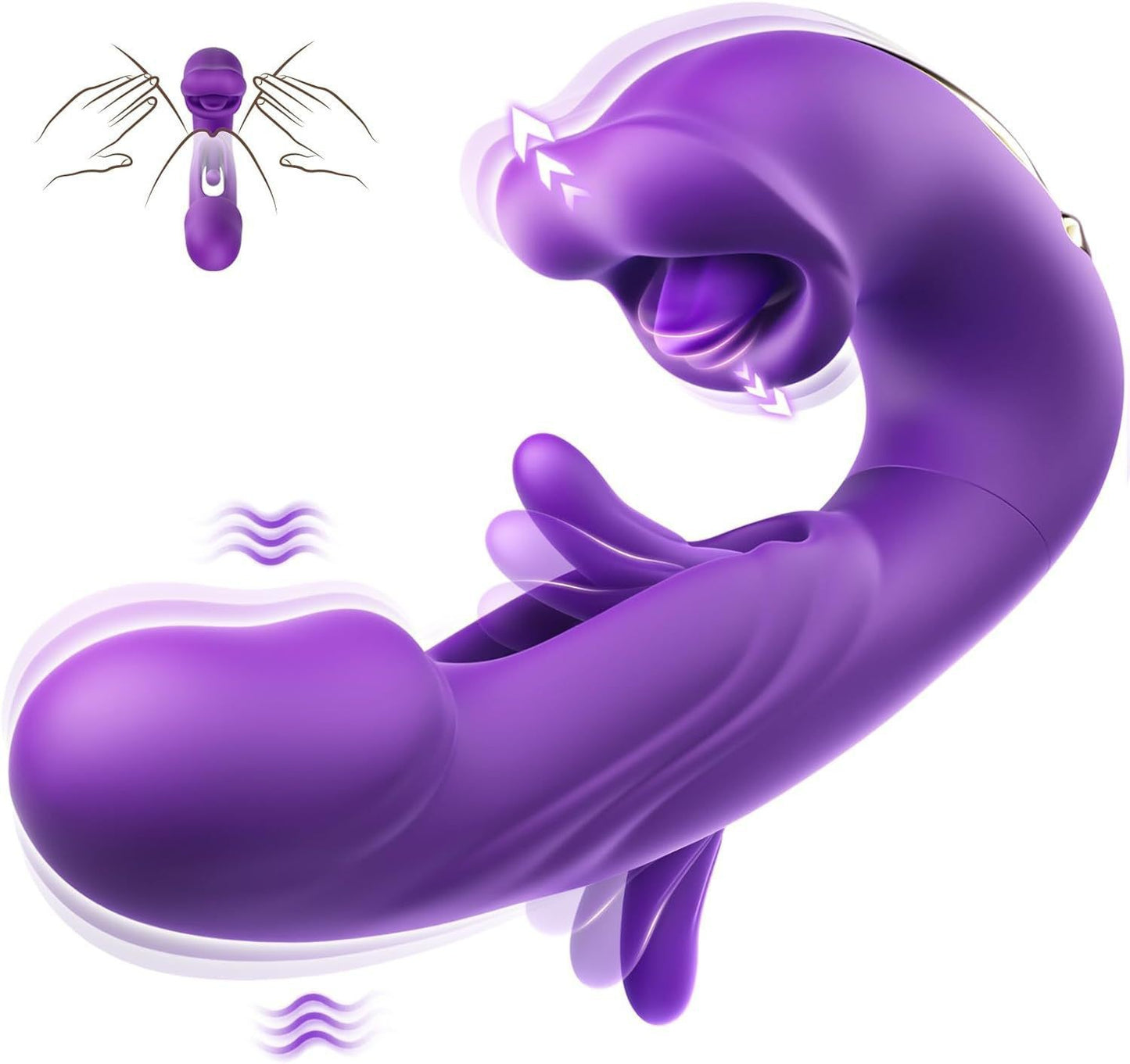 3-in-1 mouth slap tongue vibrator female 7-frequency sucking button G-spot masturbator_Purple