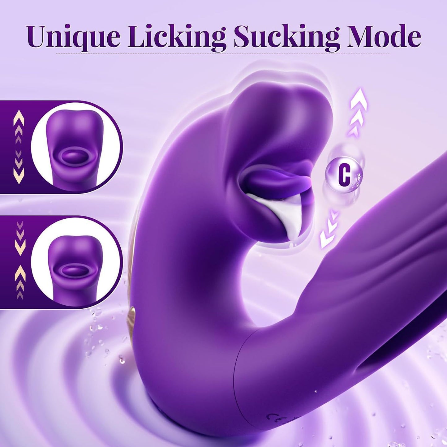 3-in-1 mouth slap tongue vibrator female 7-frequency sucking button G-spot masturbator_Purple