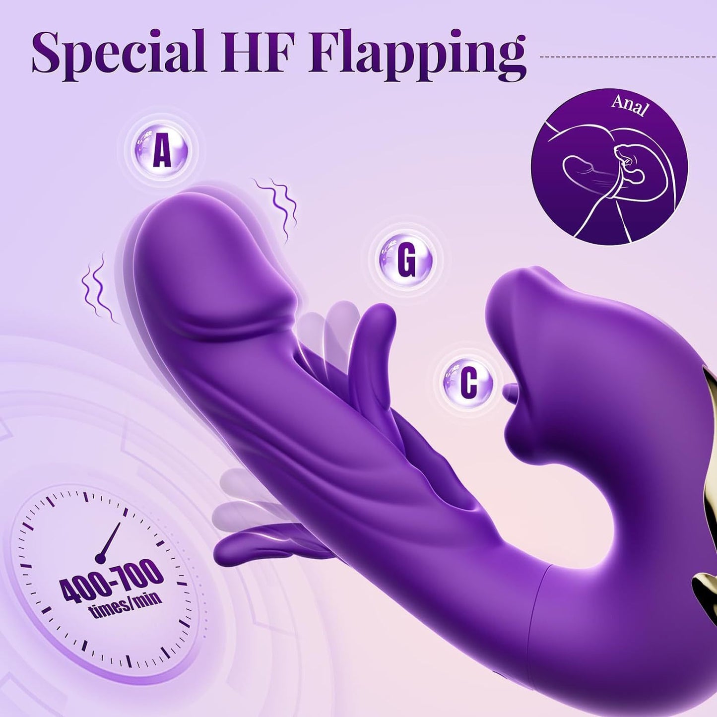 3-in-1 mouth slap tongue vibrator female 7-frequency sucking button G-spot masturbator_Purple