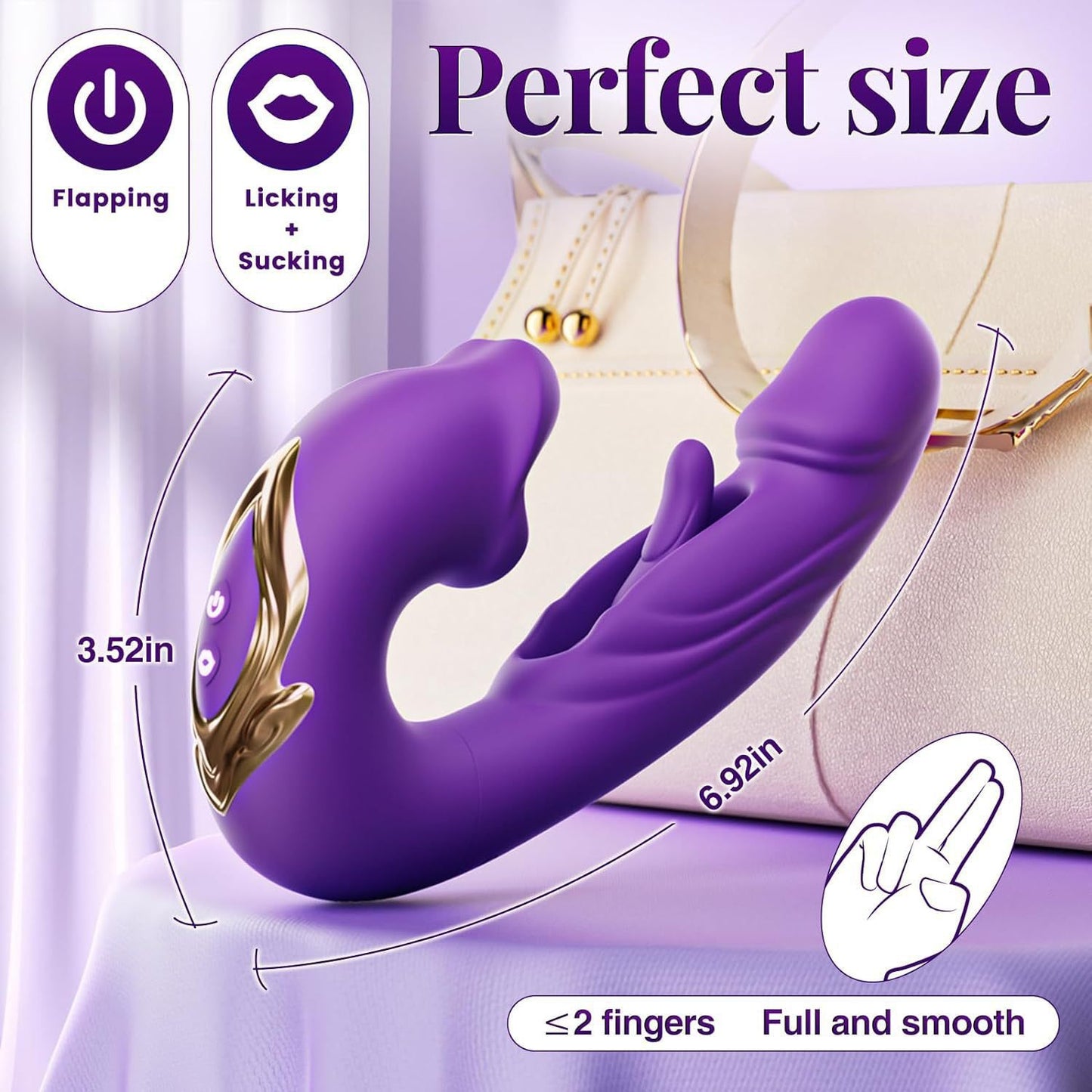 3-in-1 mouth slap tongue vibrator female 7-frequency sucking button G-spot masturbator_Purple