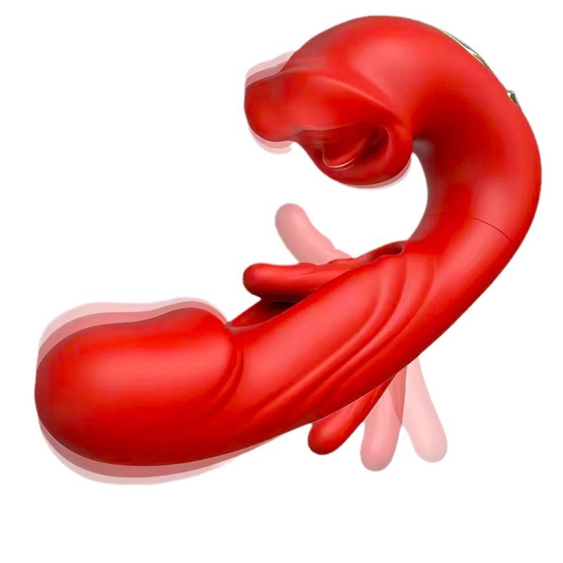 3-in-1 mouth slap tongue vibrator female 7-frequency sucking button G-spot masturbator-RED