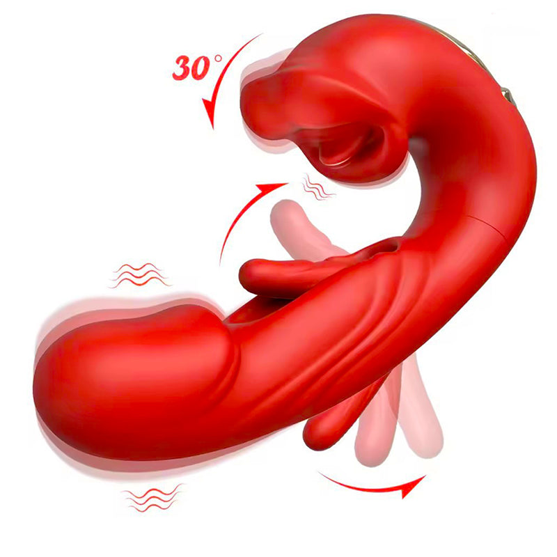 3-in-1 mouth slap tongue vibrator female 7-frequency sucking button G-spot masturbator-RED